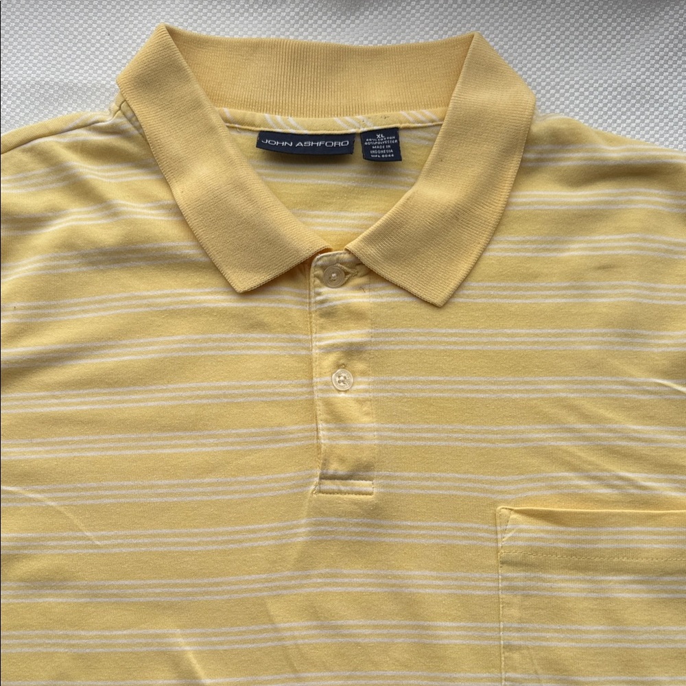 John Ashford Men's Polo in Soft Yellow Stripes - XL